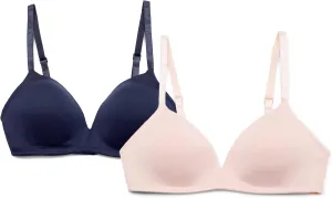 ELLEN TRACY Everyday Micro Wire-Free T-Shirt Bra - Smoothing Comfort - Adjustable Straps - 2-Pack Multipack