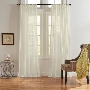 Elrene Home Fashions Asher Cotton Voile Sheer Curtain Panel, Single Panel, 52 in x 84 in (1 Panel), Ivory