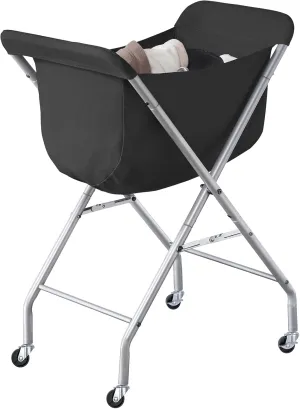 ELYKEN Laundry Cart with Wheels, 32”H Easy Rolling Laundry Hamper with Removable Liner Bag, Sturdy Metal Frame Clothes Basket with 4 Casters and 2 Brakes