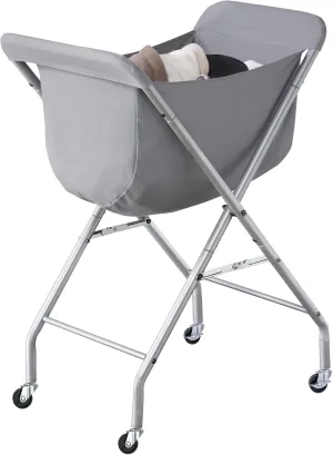 ELYKEN Laundry Cart with Wheels, 32”H Easy Rolling Laundry Hamper with Removable Liner Bag, Sturdy Metal Frame Clothes Basket with 4 Casters and 2 Brakes