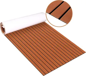 EVA Foam Teak Floor Decking Sheet 94.5''x36'', Non-Skid-Self-Adhesive Flooring Synthetic Deck Marine Yacht RV Boat Flooring Mats