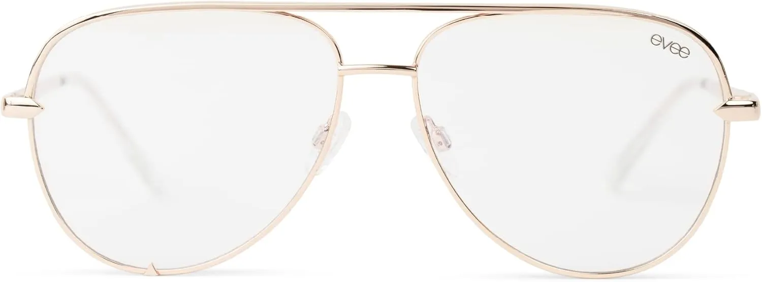 EVEE Fashionable Metal Aviator Glasses for Men and Women with Blue Light Blocking - (Gemini Mini)