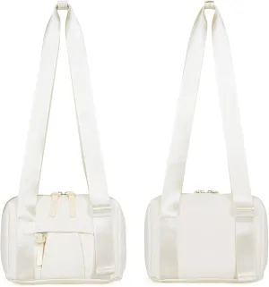 Everyday Mini Gym Bag for Women, Small Tote with Zipper Compartment & Key Ring Clip, Waterproof Travel Duffle Cute Workout Sports Carry On with Longer Shoulder Strap, Easy to Clean - Beige