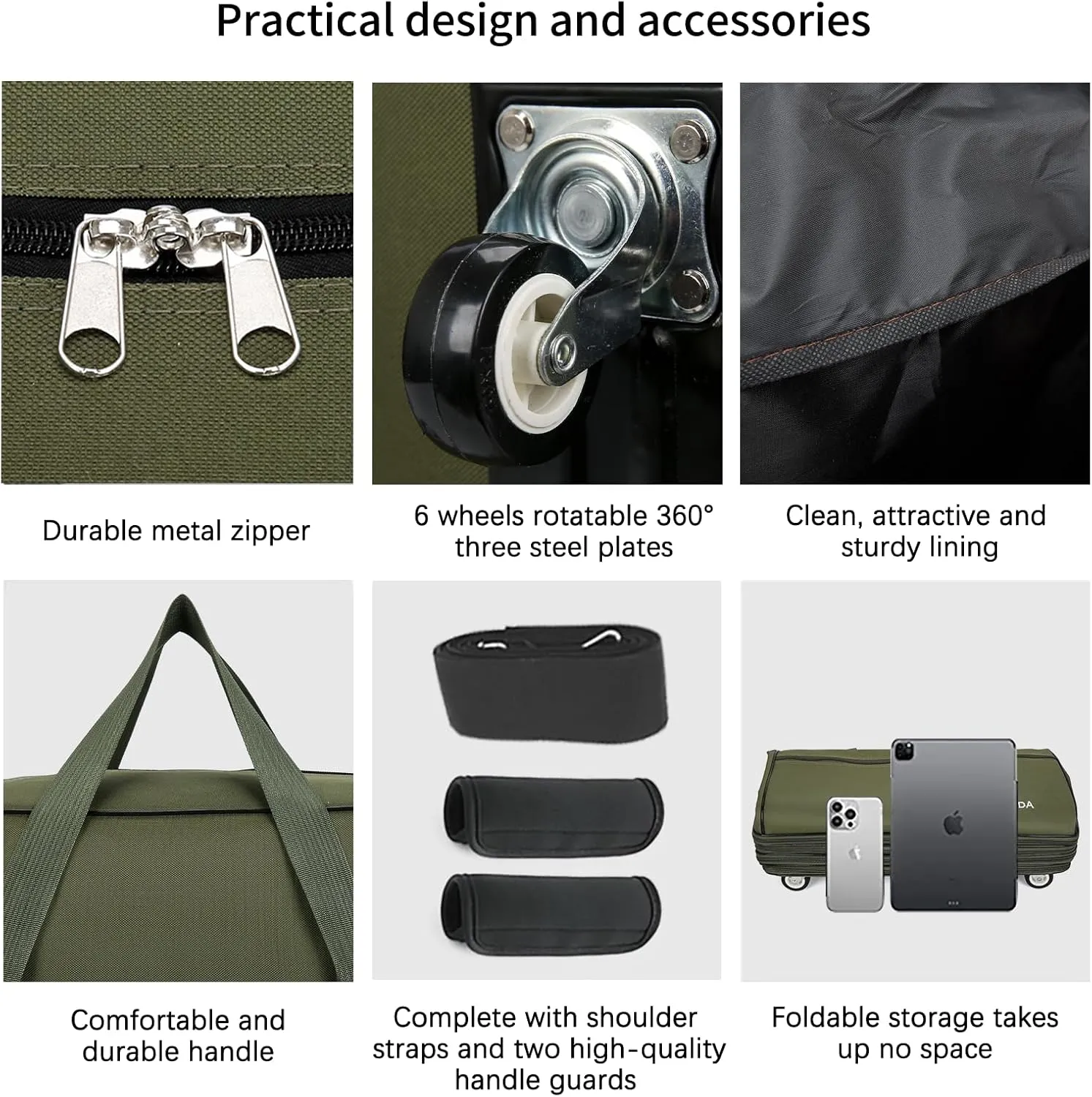 Expandable Foldable Luggage, 42'' Suitcase With Spinner Wheels, Rolling Duffel Travel Bag, Collapsible Luggage, With 2 Suitcase Handle Wrap and 2 Fixing Straps, 1 Shoulder Strap (Green)