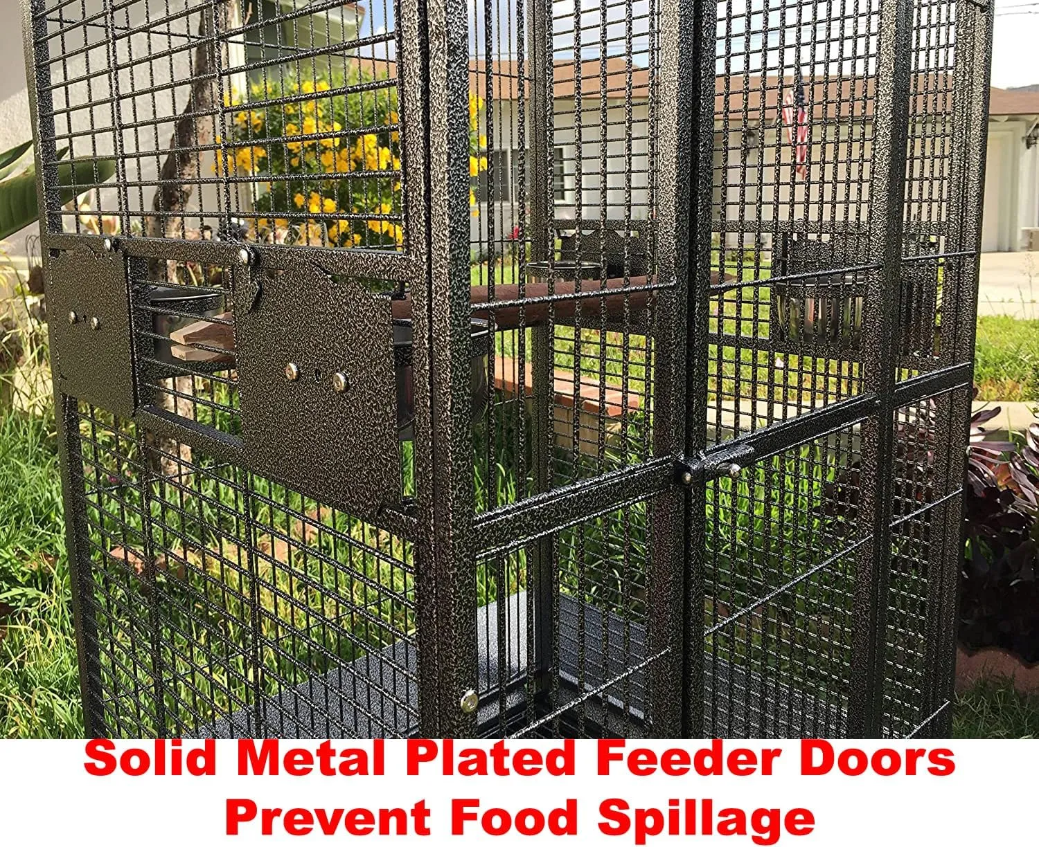 Extra Large Double Ladders Open Play Top Wrought Iron Bird Parrot Parakeet Finch Macaw Cockatoo Cage, Include Seed Guard and Toy Hook 39.5" L x 30.5" W x 67" H