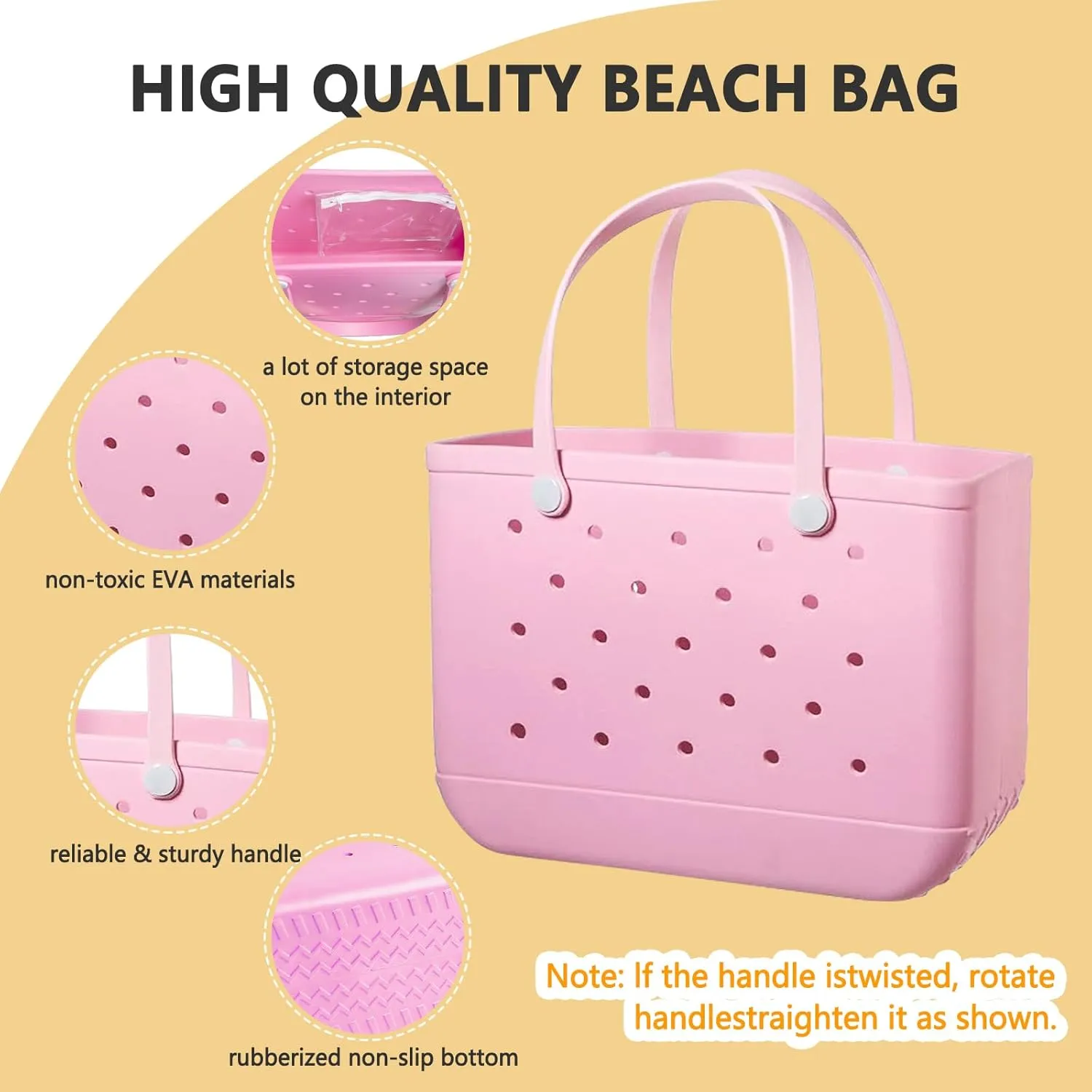 Extra Large Rubber Tote Bag for Women & Men, Waterproof Lightweight Travel X-Large Beach Bag for Boat & Pool