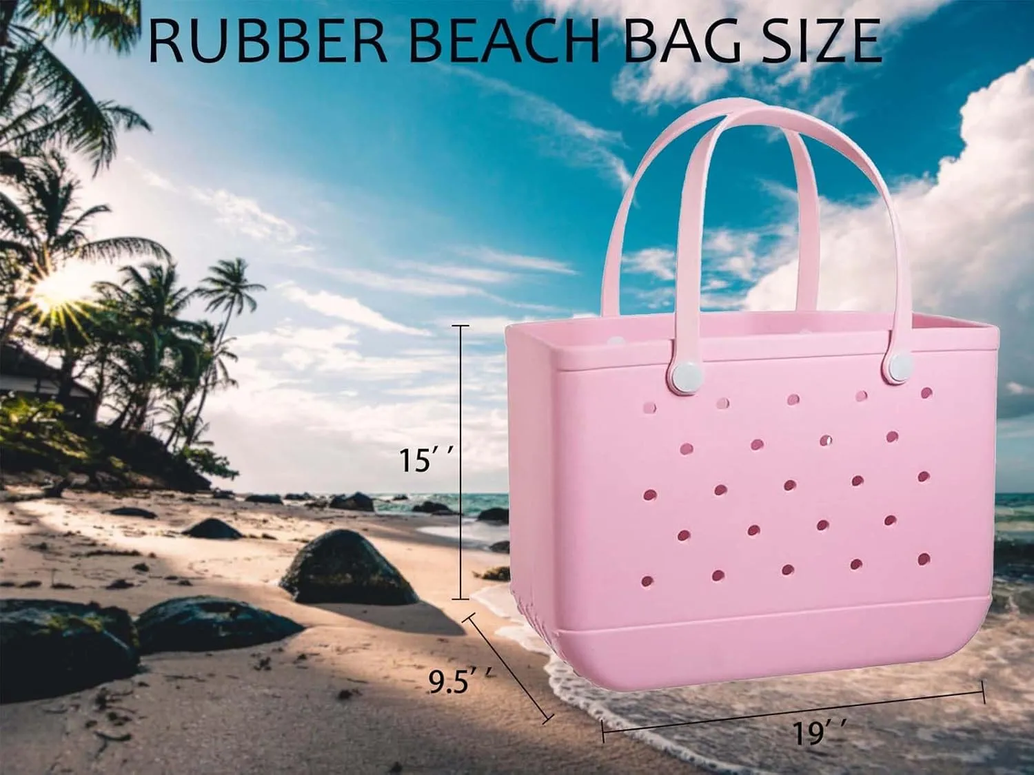 Extra Large Rubber Tote Bag for Women & Men, Waterproof Lightweight Travel X-Large Beach Bag for Boat & Pool