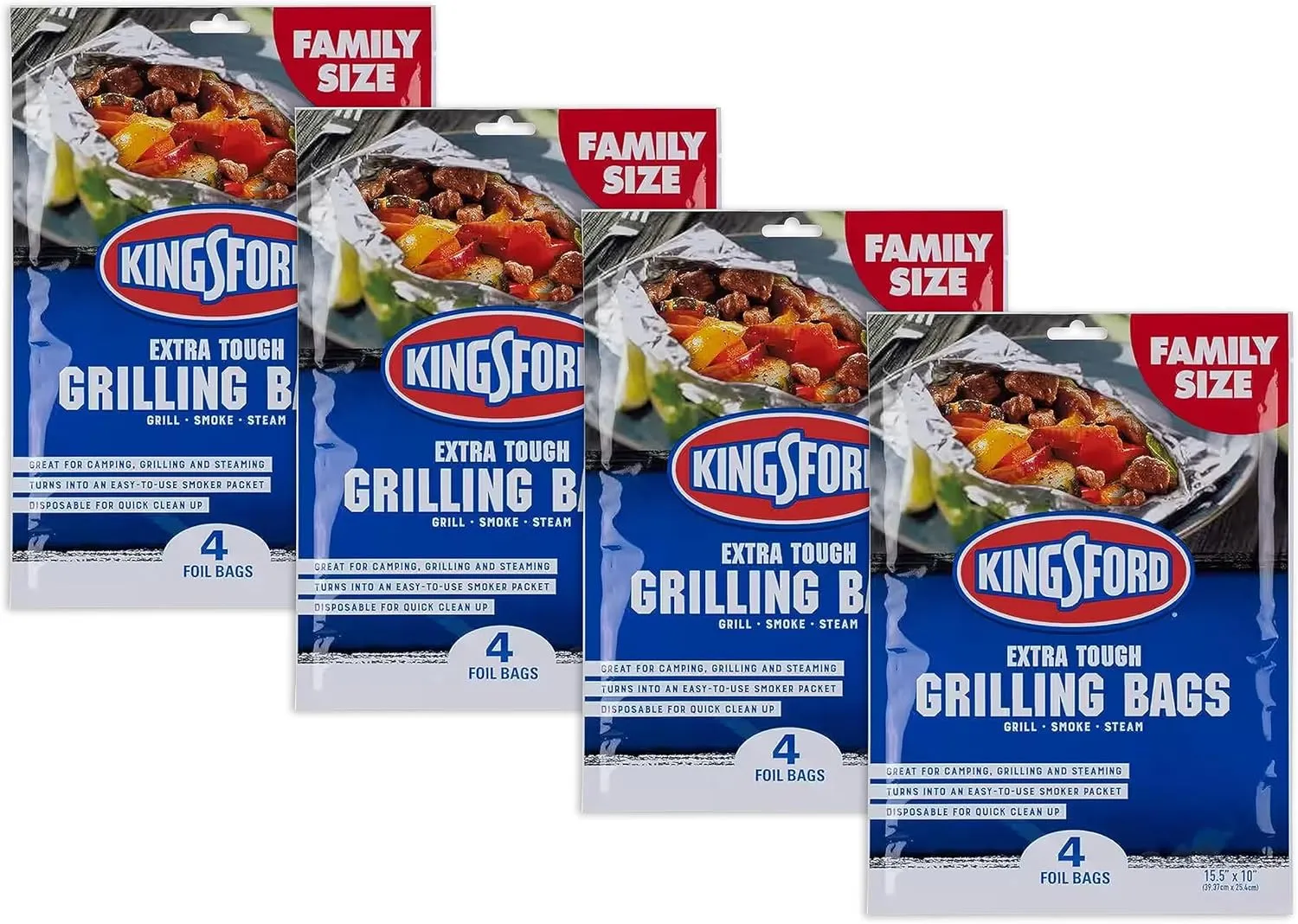 Extra Tough Aluminum Grill Bags, for Locking in Flavors & Easy Clean Up, Recyclable & Disposable, 15.5" x 10", Pack of 4 (4)
