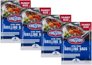 Extra Tough Aluminum Grill Bags, for Locking in Flavors & Easy Clean Up, Recyclable & Disposable, 15.5" x 10", Pack of 4 (4)