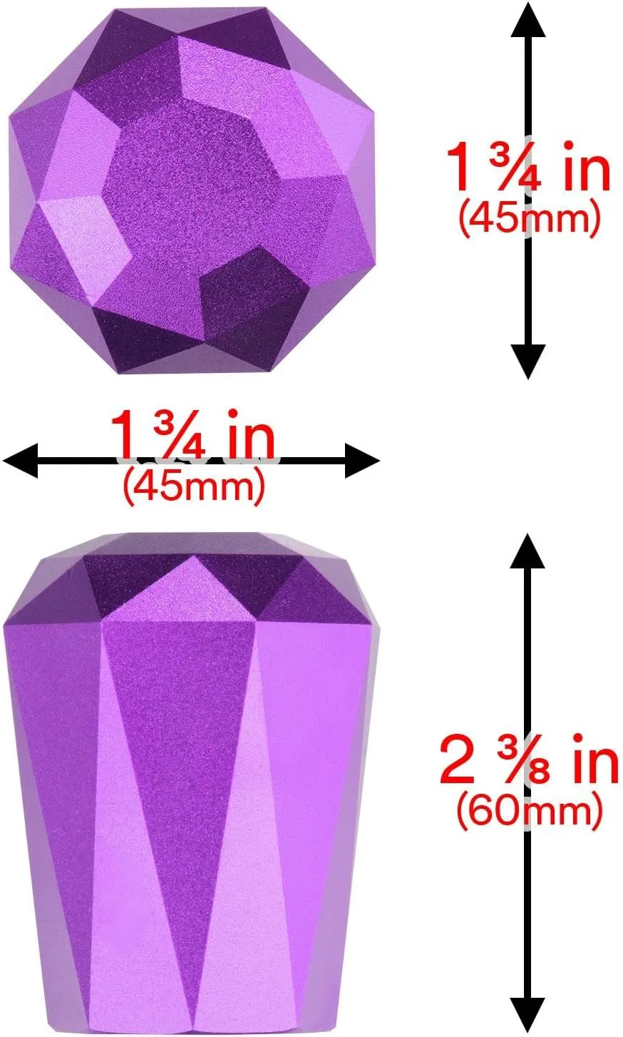 EZAUTO WRAP Universal Purple Diamond Shifter Chrome Aluminum Automatic Shift Knob Stick Manal Gear Lever Handle with 3 Threaded Adapters