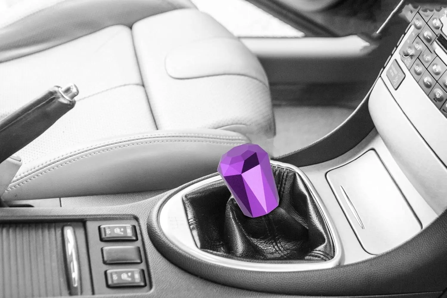EZAUTO WRAP Universal Purple Diamond Shifter Chrome Aluminum Automatic Shift Knob Stick Manal Gear Lever Handle with 3 Threaded Adapters