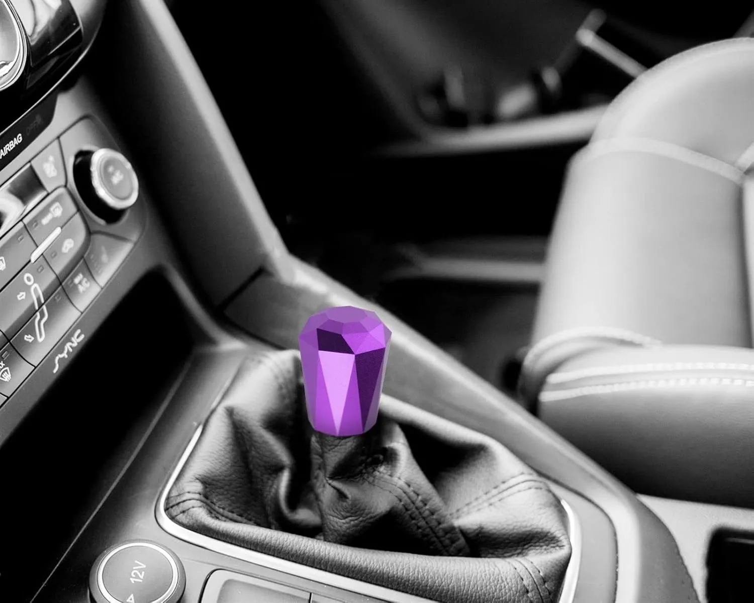 EZAUTO WRAP Universal Purple Diamond Shifter Chrome Aluminum Automatic Shift Knob Stick Manal Gear Lever Handle with 3 Threaded Adapters