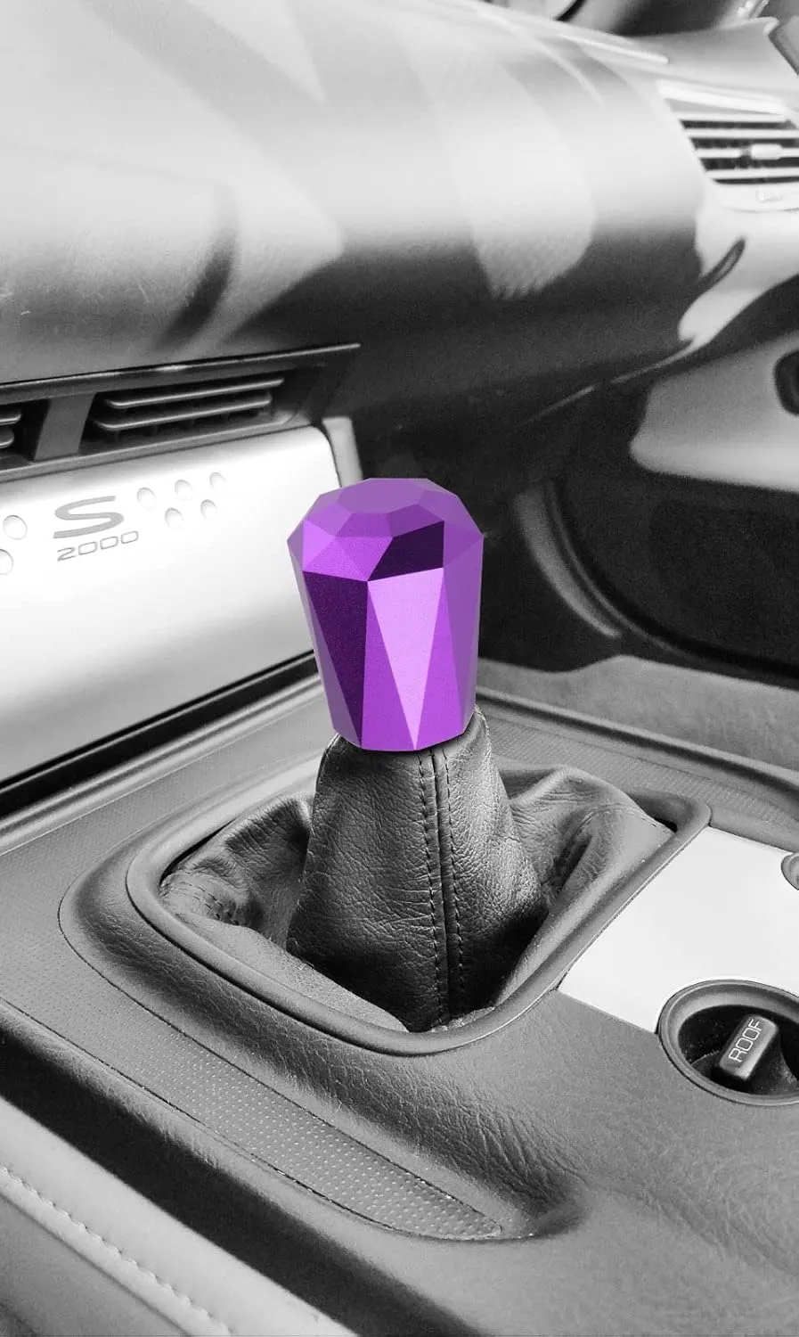 EZAUTO WRAP Universal Purple Diamond Shifter Chrome Aluminum Automatic Shift Knob Stick Manal Gear Lever Handle with 3 Threaded Adapters
