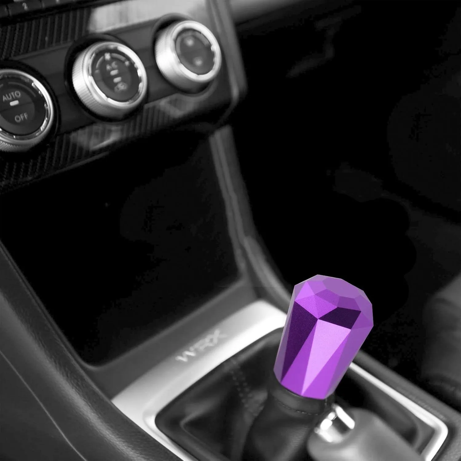 EZAUTO WRAP Universal Purple Diamond Shifter Chrome Aluminum Automatic Shift Knob Stick Manal Gear Lever Handle with 3 Threaded Adapters