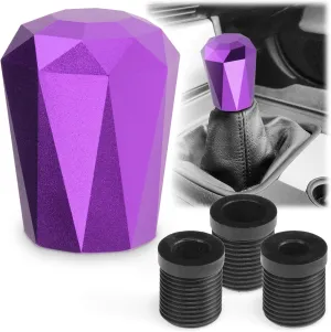 EZAUTO WRAP Universal Purple Diamond Shifter Chrome Aluminum Automatic Shift Knob Stick Manal Gear Lever Handle with 3 Threaded Adapters