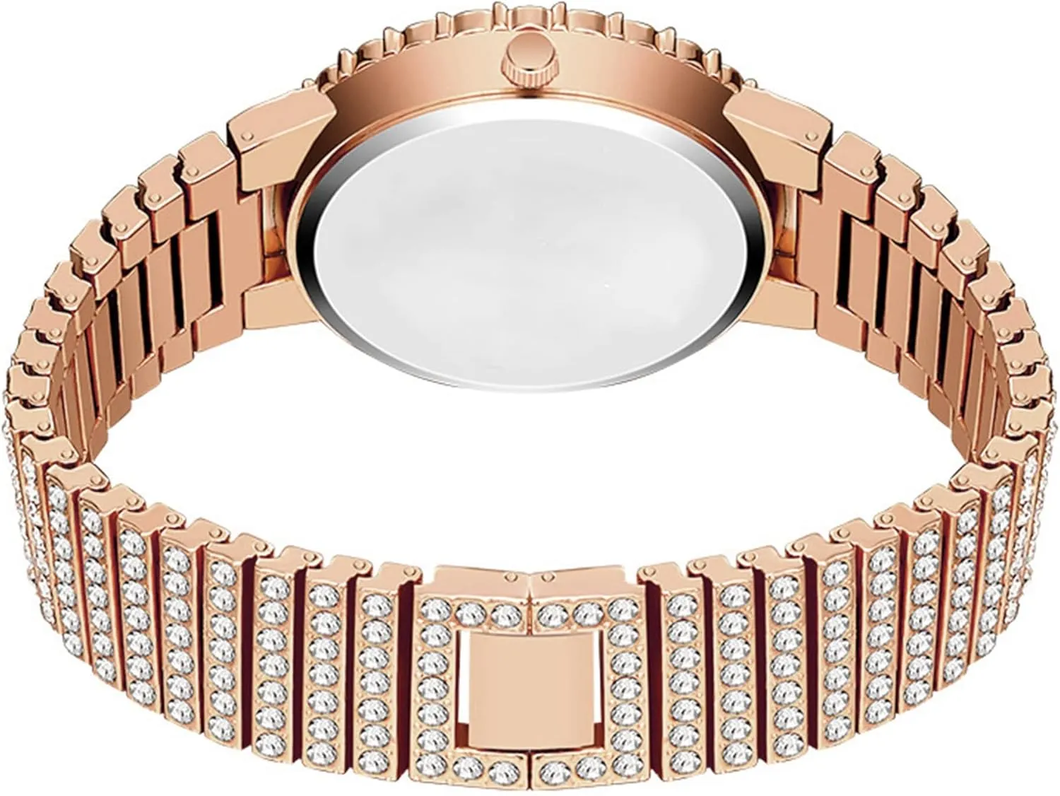FANMIS Luxury Men Crystal Rhinestone Full Diamond Watches Bling Iced-Out Watch Stainless Steel Waterproof Quartz Wristwatch for Men Bling Hip Hop