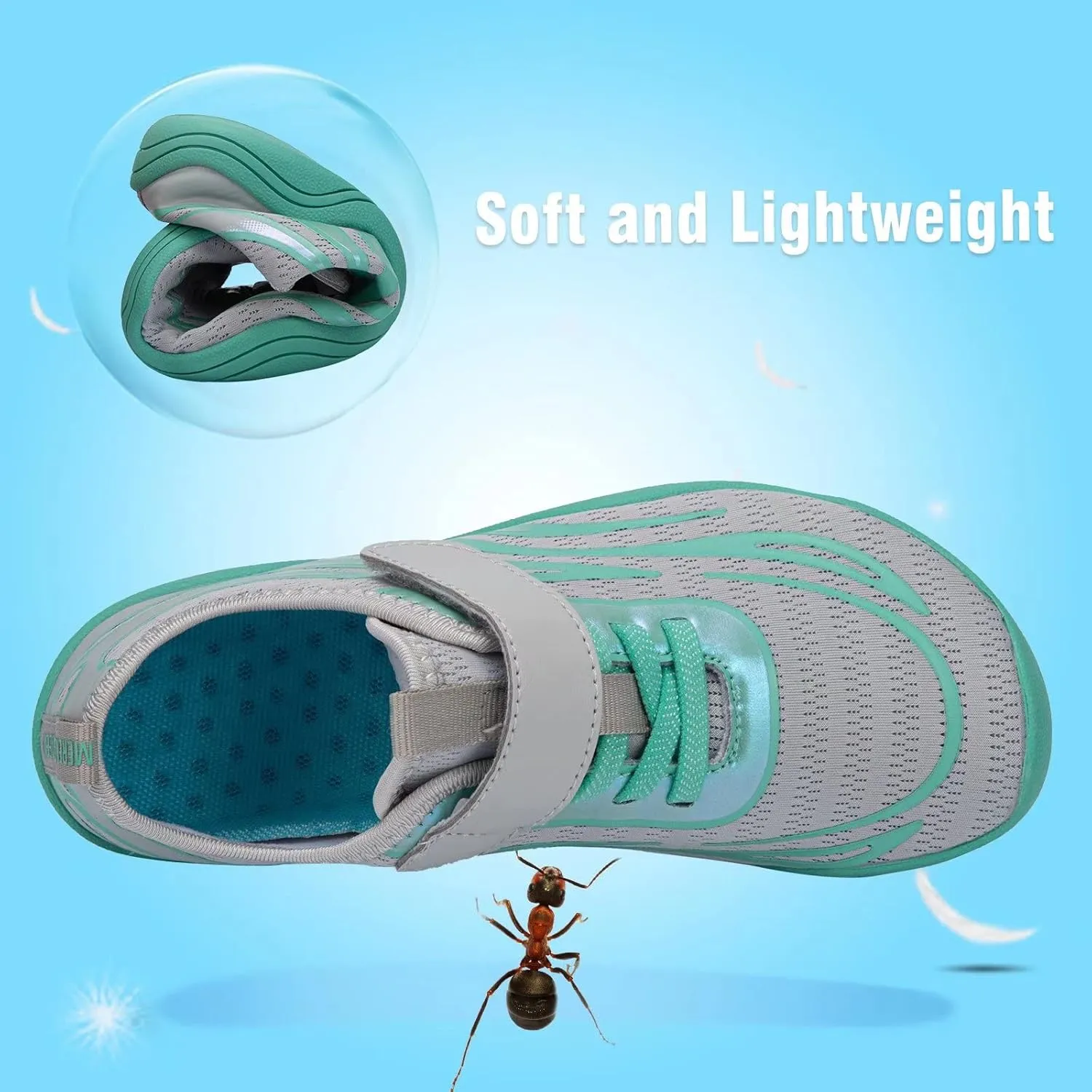 FANTURE Girls & Boys Water Shoes Lightweight Comfort Sole Easy Walking Athletic Slip on Aqua Sock(Toddler/Little Kid/Big Kid)