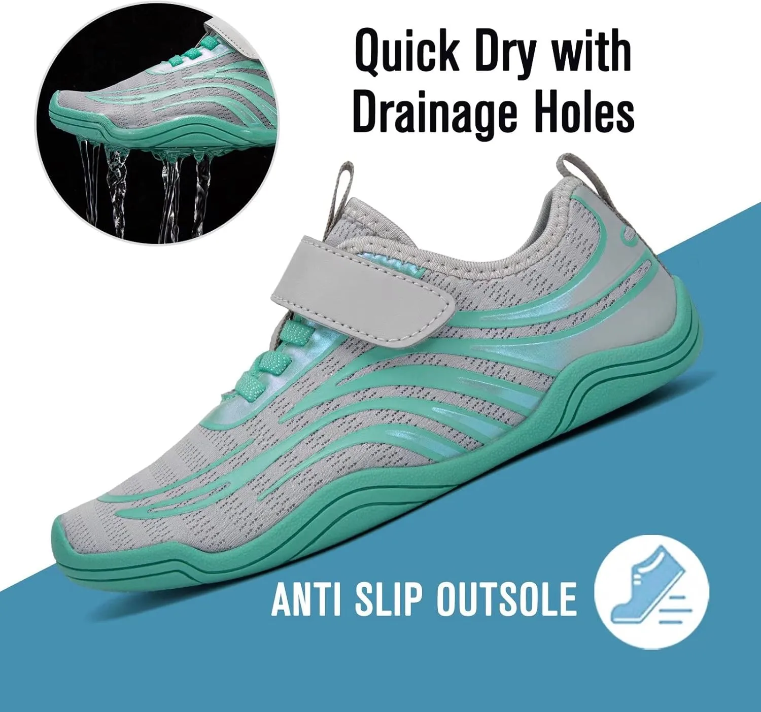FANTURE Girls & Boys Water Shoes Lightweight Comfort Sole Easy Walking Athletic Slip on Aqua Sock(Toddler/Little Kid/Big Kid)