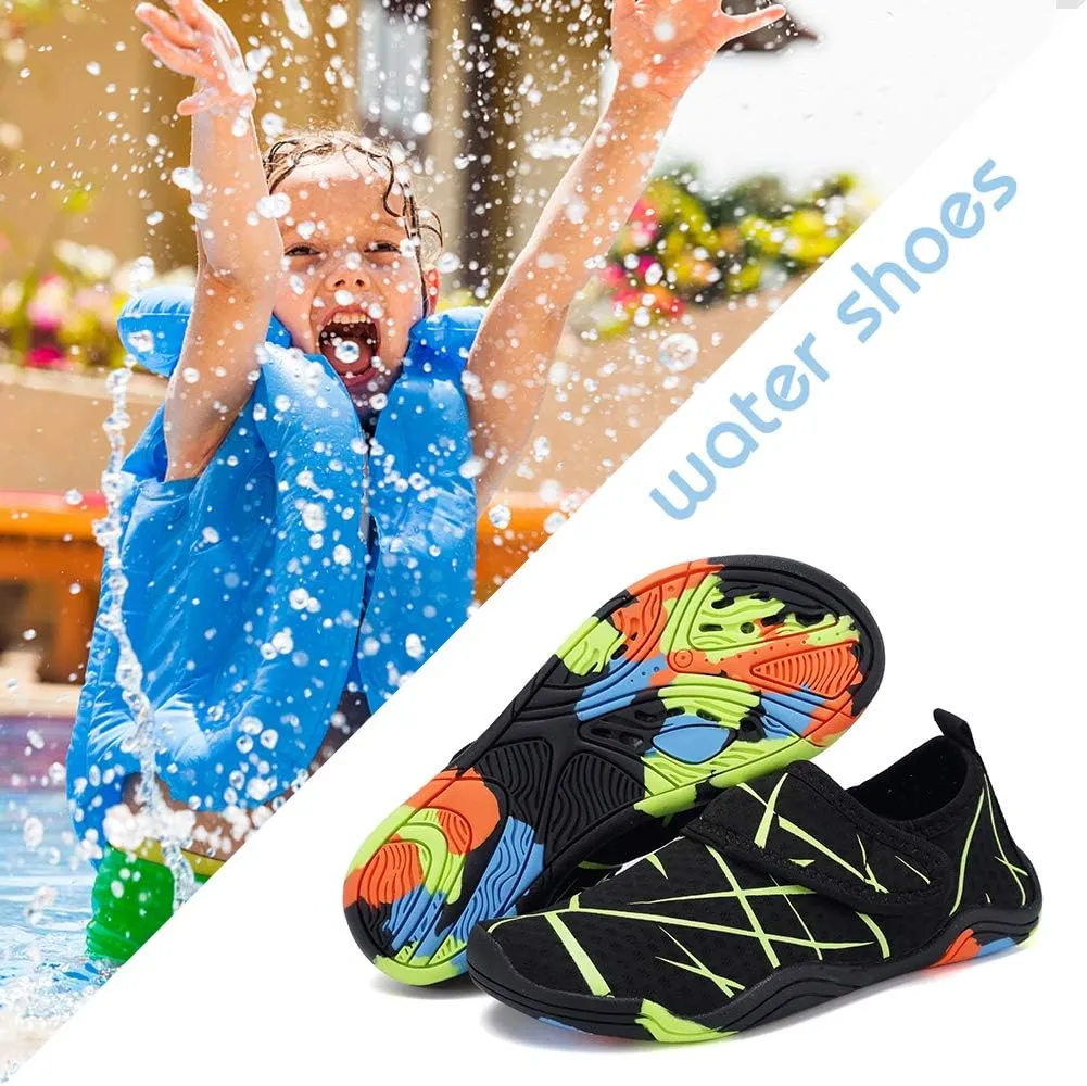 FANTURE Girls & Boys Water Shoes Lightweight Comfort Sole Easy Walking Athletic Slip on Aqua Sock(Toddler/Little Kid/Big Kid)