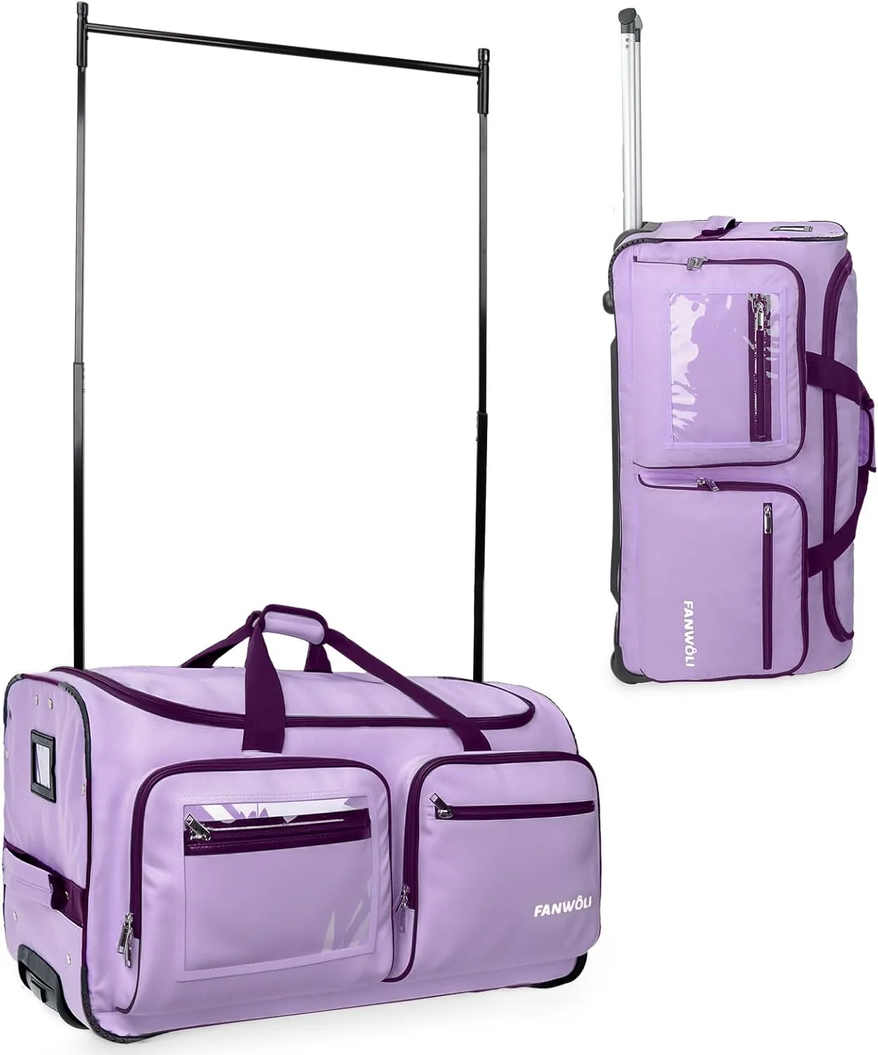 Fanwoli 28" Dance Bag with Garment Rack | Ultra-Light Collection| More Lightweight & Wear-Resistant| Ideal Competition Duffle Bag for Dancers Livestreamer Athletes