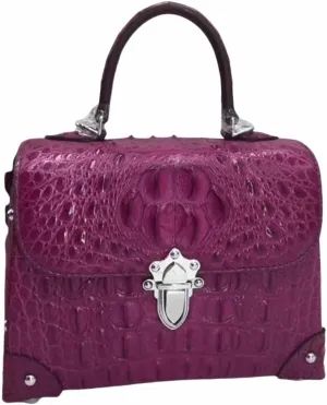 Fashion CHIC Designer Genuine Crocodile Leather Women's Small Plum Purse Real Alligator Skin Ladies Female Studs Handbag