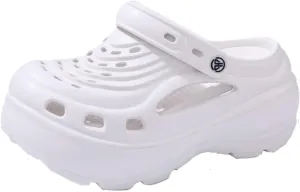Fashion Comfortable Platform Clogs for Women, 6CM Height - Increasing, Cloud Slides, Casual Pillows Sandals, Beach Shoes, Sandals (Black,4.5)