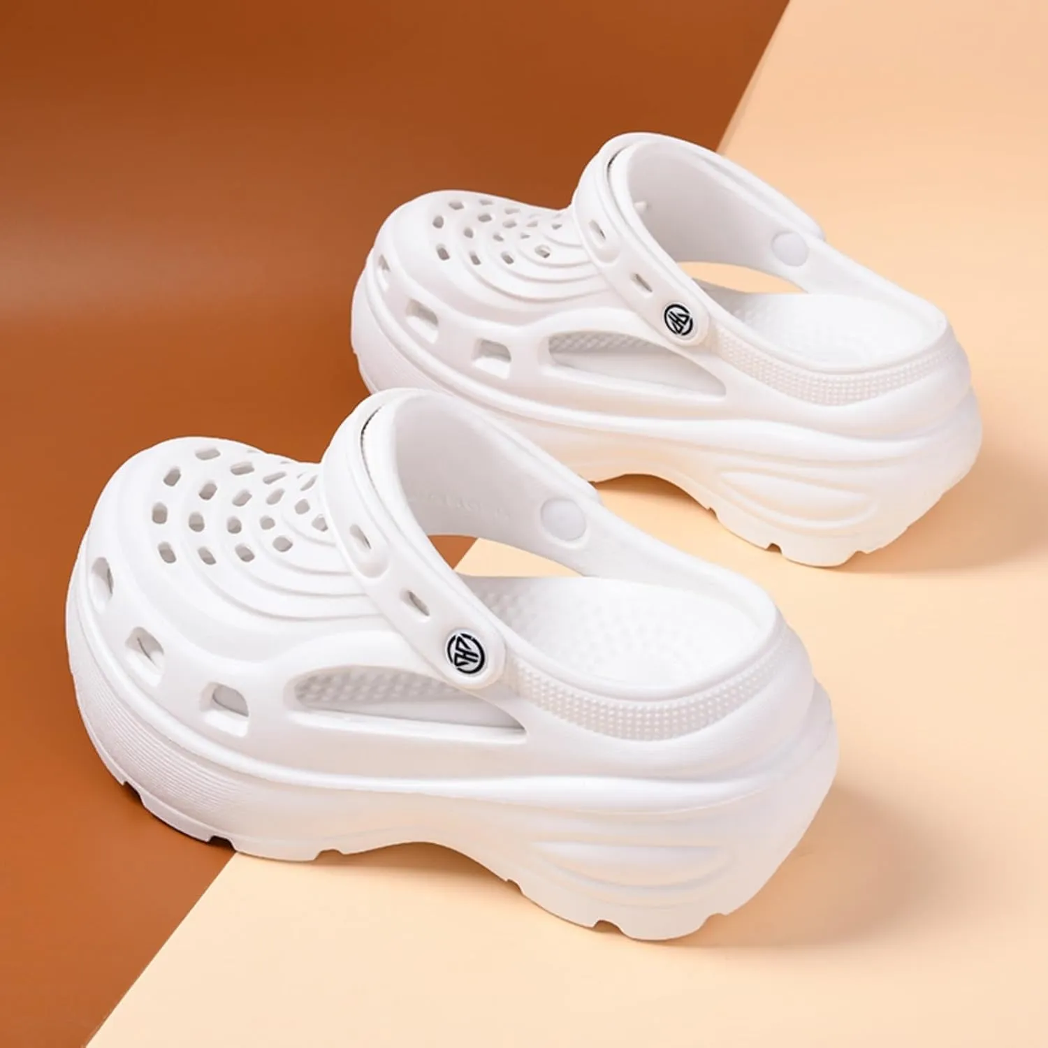 Fashion Comfortable Platform Clogs for Women, 6CM Height - Increasing, Cloud Slides, Casual Pillows Sandals, Beach Shoes, Sandals (Black,4.5)