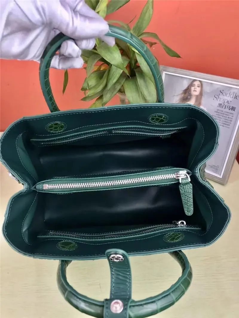 Fashion Lady Purple Purse Authentic Alligator Skin Women's Totes Handbag Genuine Crocodile Leather Female Large Shoulder Bag