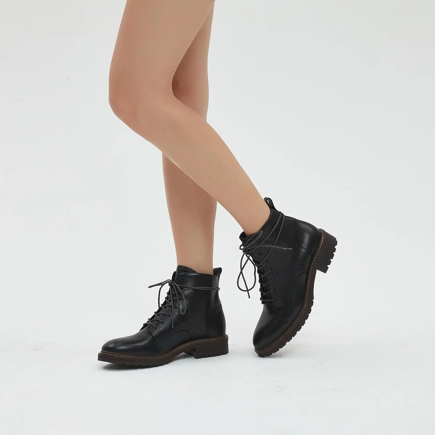 Fashionable Women's Low Heel Ankle Boots - Easy Slip on ，Stylish and Comfortable Flat Booties for Women