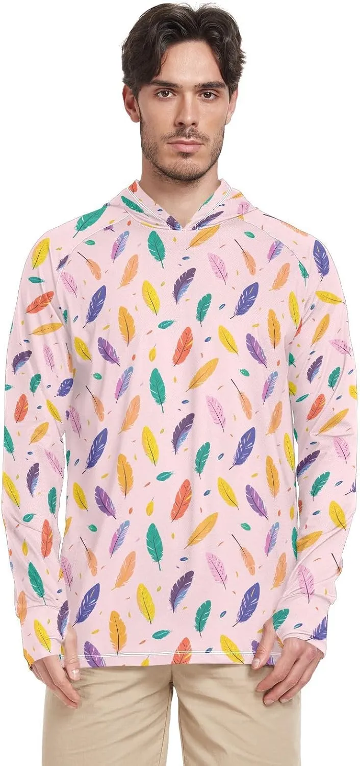 Feathers ColorfulMen Sun Protection Hoodies Long Sleeve UPF 50 Mens Sun Shirt