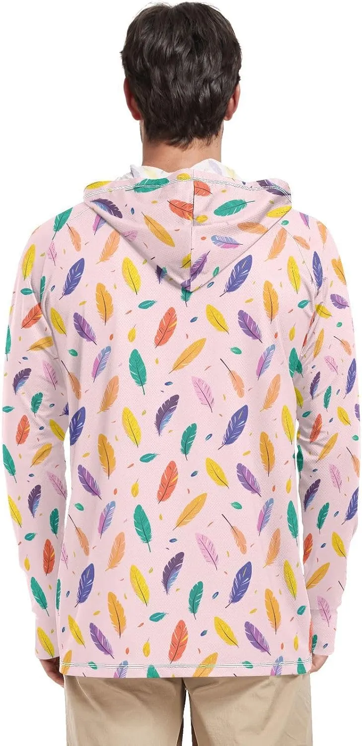 Feathers ColorfulMen Sun Protection Hoodies Long Sleeve UPF 50 Mens Sun Shirt