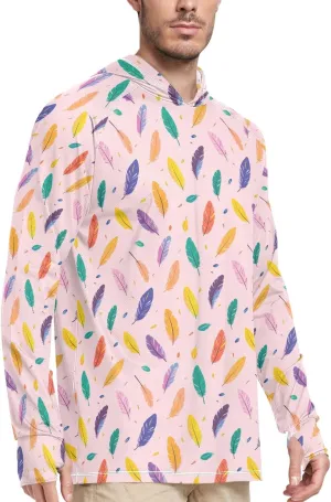 Feathers ColorfulMen Sun Protection Hoodies Long Sleeve UPF 50 Mens Sun Shirt