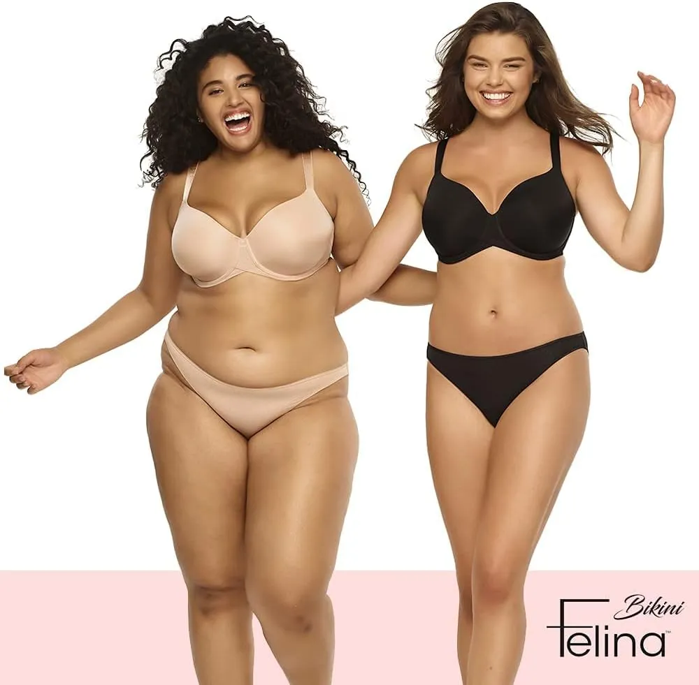 Felina Smooth Low Rise Bikini Panties - Seamless Underwear for Women, Panties for Women (5-Pack)