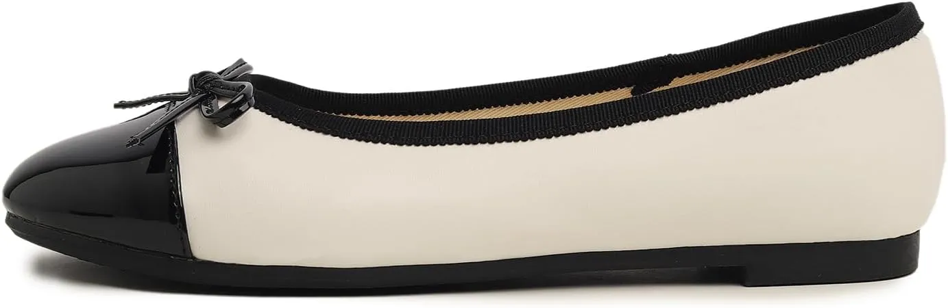 FEVERSOLE Women's Bow Tie Fashion Dress Slip On Shoes Round Toe Ballet Flat
