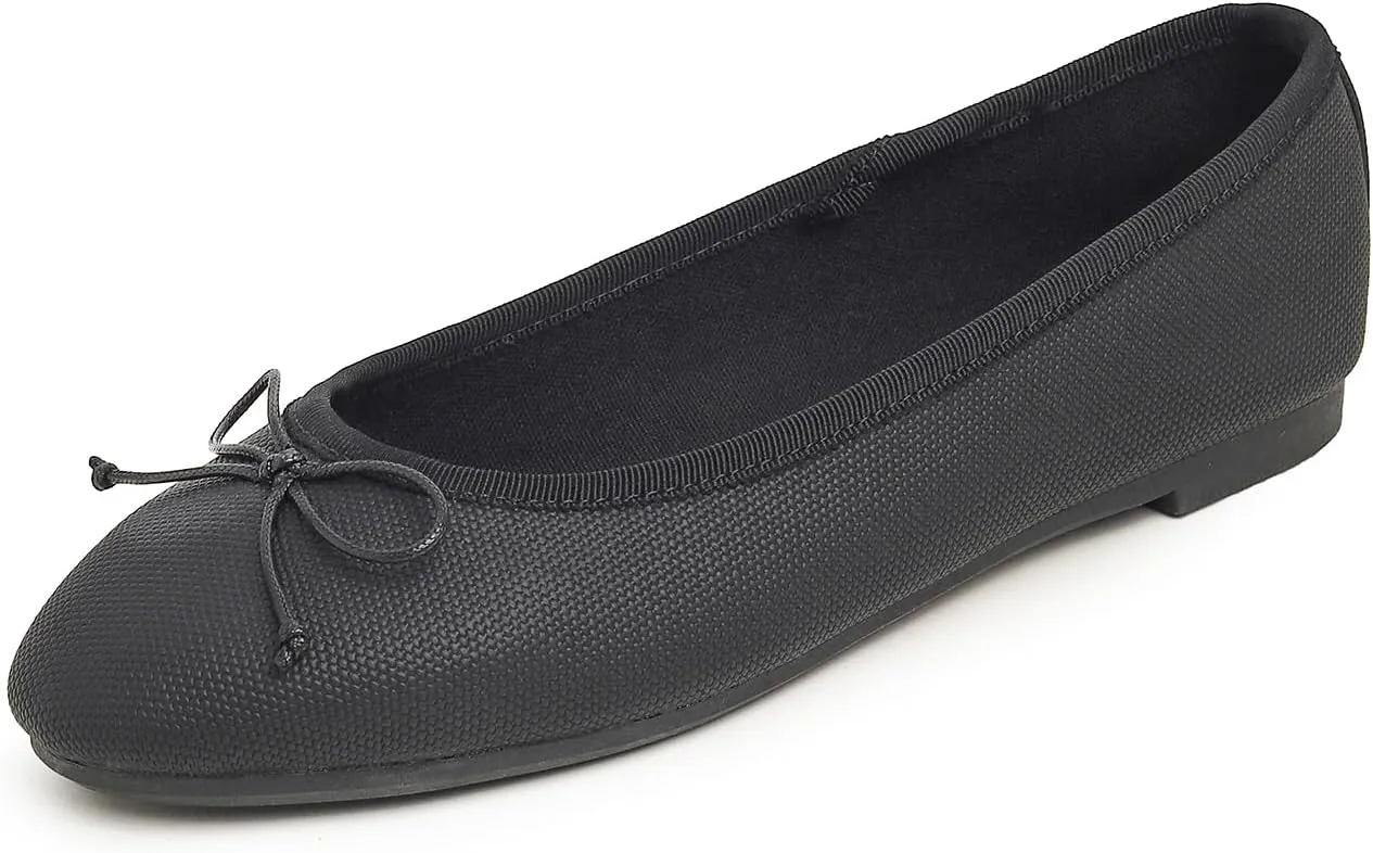 FEVERSOLE Women's Bow Tie Fashion Dress Slip On Shoes Round Toe Ballet Flat