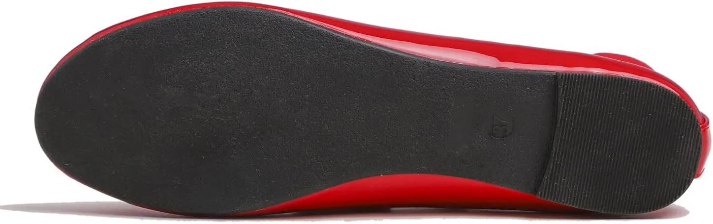 FEVERSOLE Women's Fashion Elastic Ankle Strap Shoes Round Toe Ballet Flat