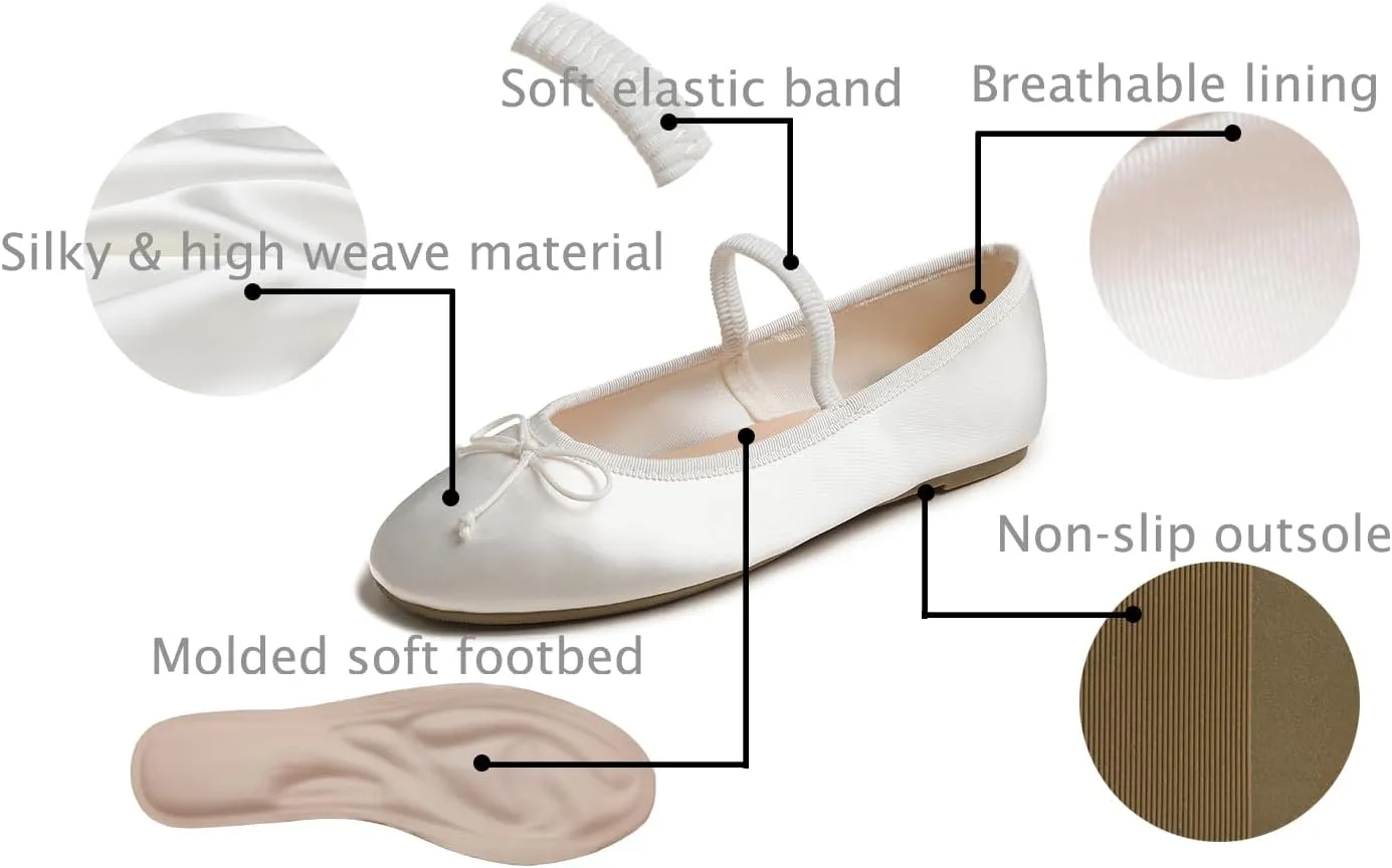 FEVERSOLE Women's Mary Jane Fashion Round Toe Easy Buckle Slip On Flats