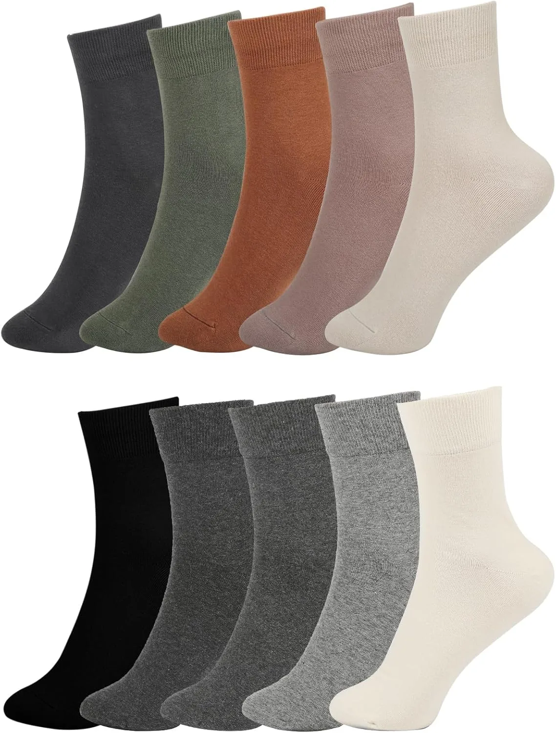 FGZ Women Thin Cotton Socks, Soft Cotton Bootie Socks Women Above Ankle Crew Socks 5-10 Pairs