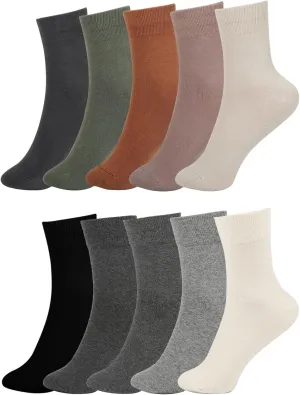 FGZ Women Thin Cotton Socks, Soft Cotton Bootie Socks Women Above Ankle Crew Socks 5-10 Pairs