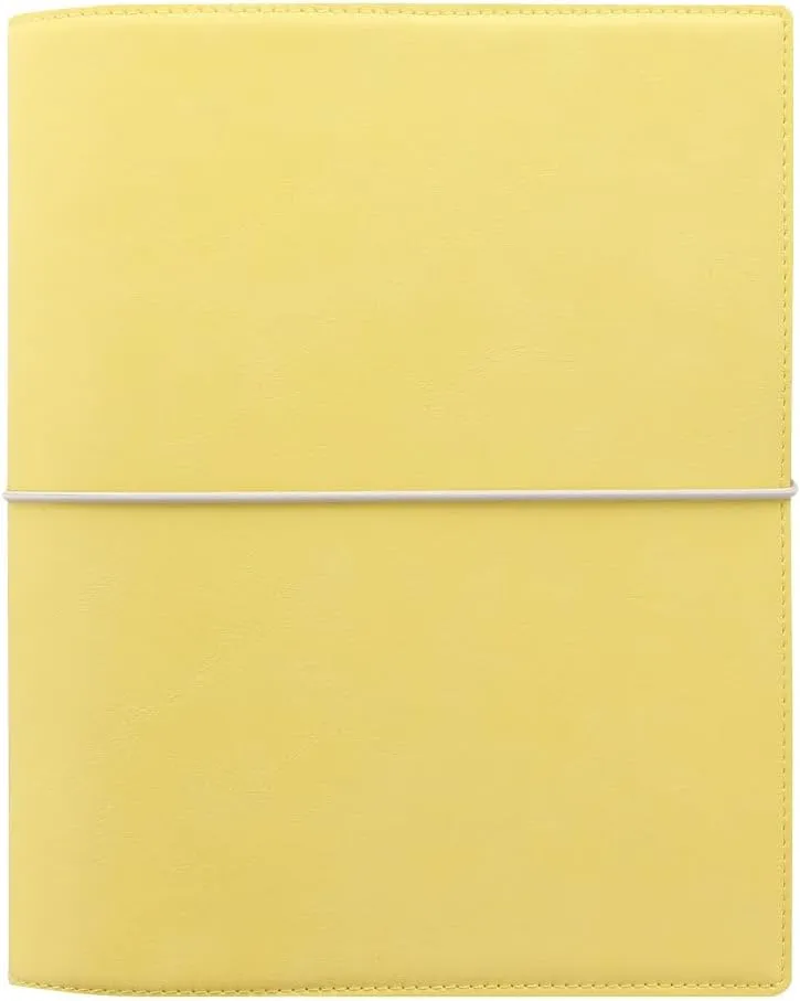 Filofax Domino Soft Organizer, A5 Size, Lemon - Smooth, Leather-Look, Grain Effect, Tactile, Six Rings, Week-to-View Calendar Diary, Multilingual, 2025 (C022606-25)