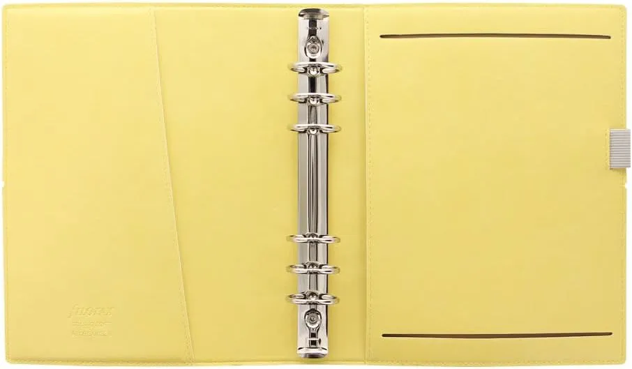 Filofax Domino Soft Organizer, A5 Size, Lemon - Smooth, Leather-Look, Grain Effect, Tactile, Six Rings, Week-to-View Calendar Diary, Multilingual, 2025 (C022606-25)