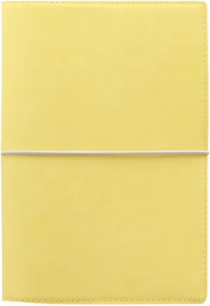 Filofax Domino Soft Organizer, Personal Size, Lemon - Smooth, Leather-Look, Grain Effect, Tactile, Six Rings, Week-to-View Calendar Diary, Multilingual, 2025 (C022608-25)