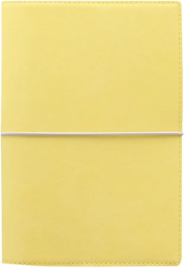 Filofax Domino Soft Organizer, Personal Size, Lemon - Smooth, Leather-Look, Grain Effect, Tactile, Six Rings, Week-to-View Calendar Diary, Multilingual, 2025 (C022608-25)