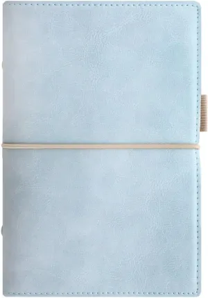 Filofax Domino Soft Organizer, Personal Size, Pale Blue - Smooth, Leather-Look, Grain Effect, Tactile, Six Rings, Week-to-View Calendar Diary, Multilingual, 2025 (C022578-25)