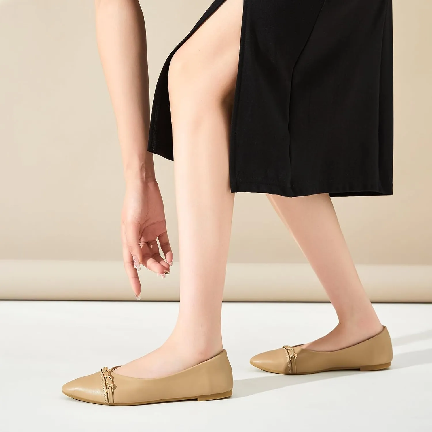 FINIWOR Ballet Flat Shoes for Womens,PU Leather Womens Loafers,Women Pointed Toe Dress Flat Shoes Casual, Comfortable Slip on Flats Shoes Women