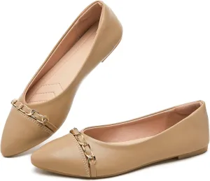 FINIWOR Ballet Flat Shoes for Womens,PU Leather Womens Loafers,Women Pointed Toe Dress Flat Shoes Casual, Comfortable Slip on Flats Shoes Women