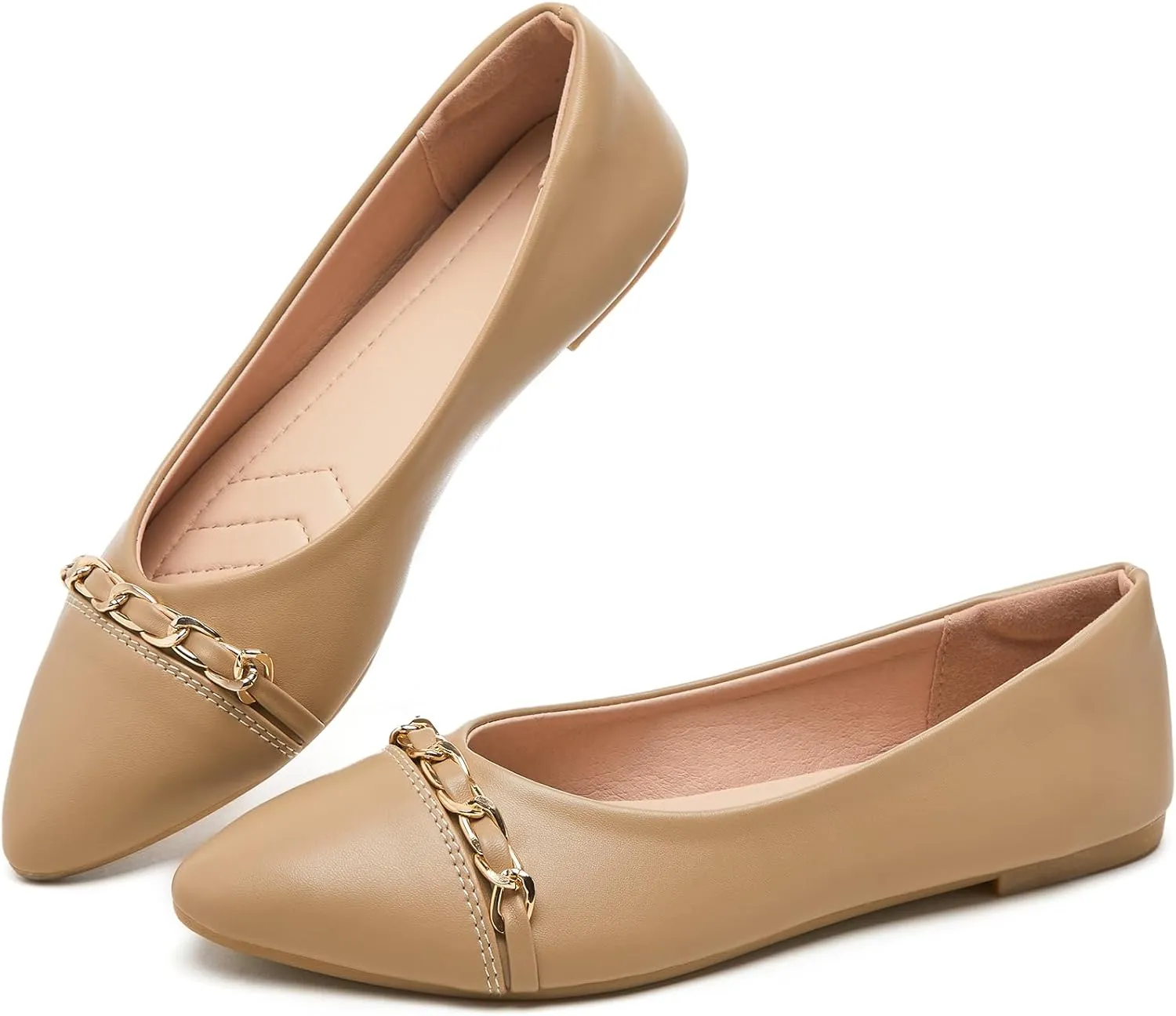 FINIWOR Ballet Flat Shoes for Womens,PU Leather Womens Loafers,Women Pointed Toe Dress Flat Shoes Casual, Comfortable Slip on Flats Shoes Women
