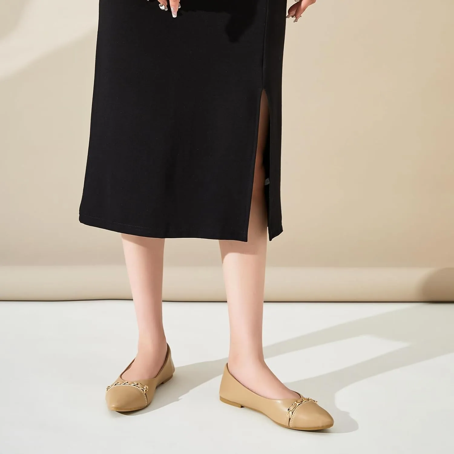 FINIWOR Ballet Flat Shoes for Womens,PU Leather Womens Loafers,Women Pointed Toe Dress Flat Shoes Casual, Comfortable Slip on Flats Shoes Women