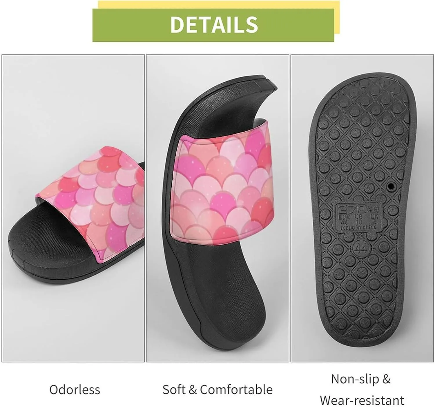 Fish Scale Print Slides Man Home Sandal Women Non Slip Bath Open Toe Shoe Casual Pool Shoes Beach Flat Slide Sandals