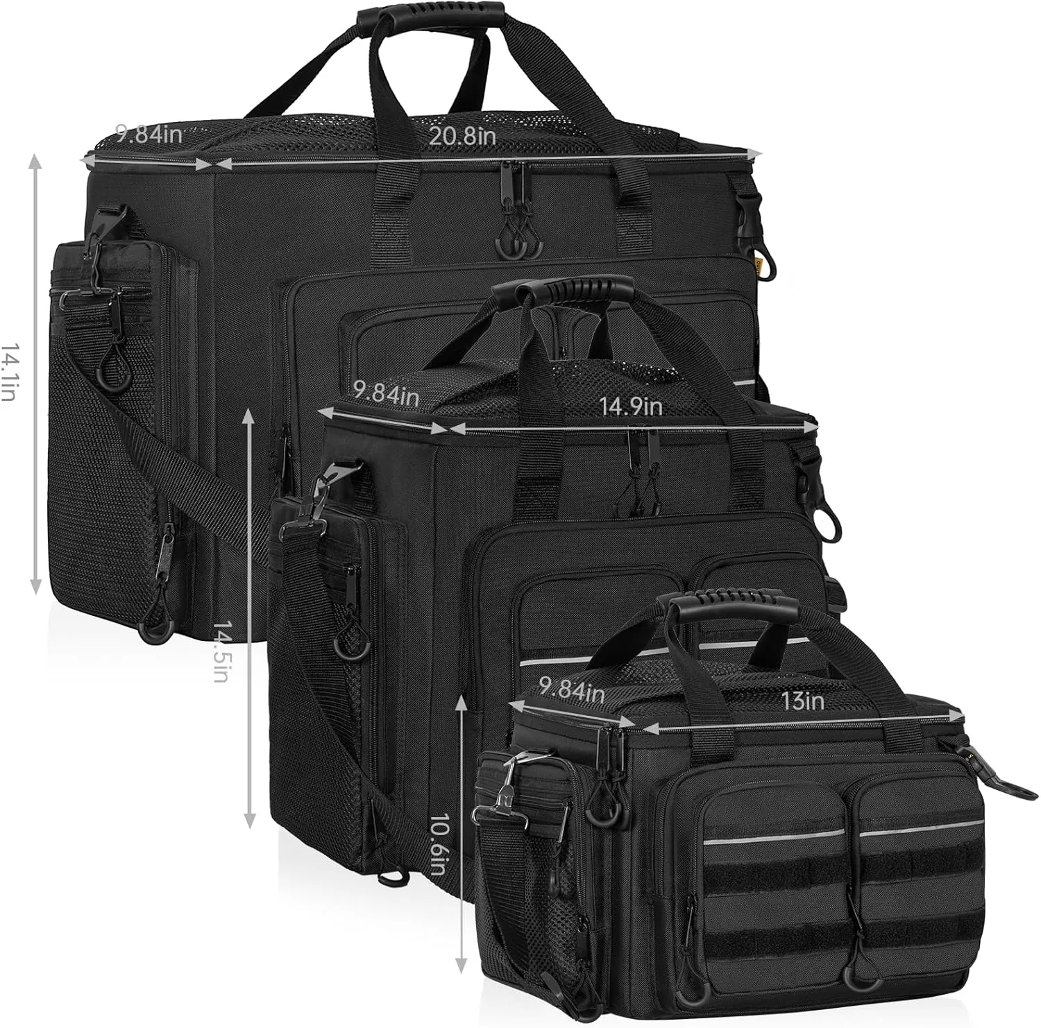 Fishing Tackle Bags, Portable Water-Resistant Fishing Tool Storage Bag with Padded Shoulder Strap and Non-Slip Base for Saltwater or Freshwater Fishing (TRAY NOT INCLUDE)